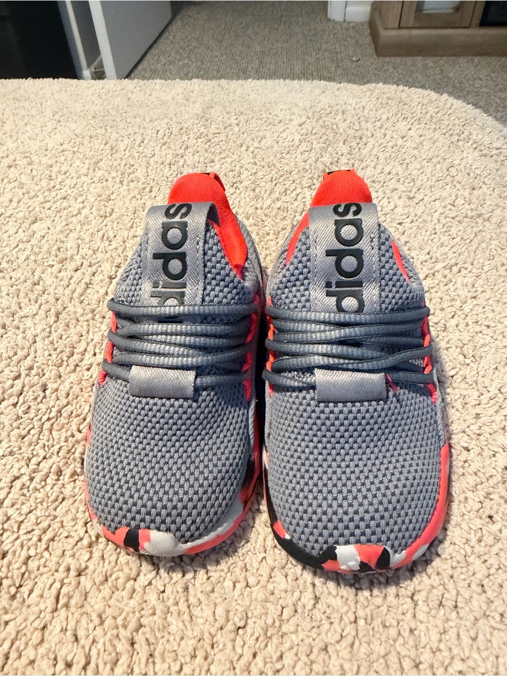 adidas Kids Grey and Red Athletic Sneakers - Slip-On Knit Trainer